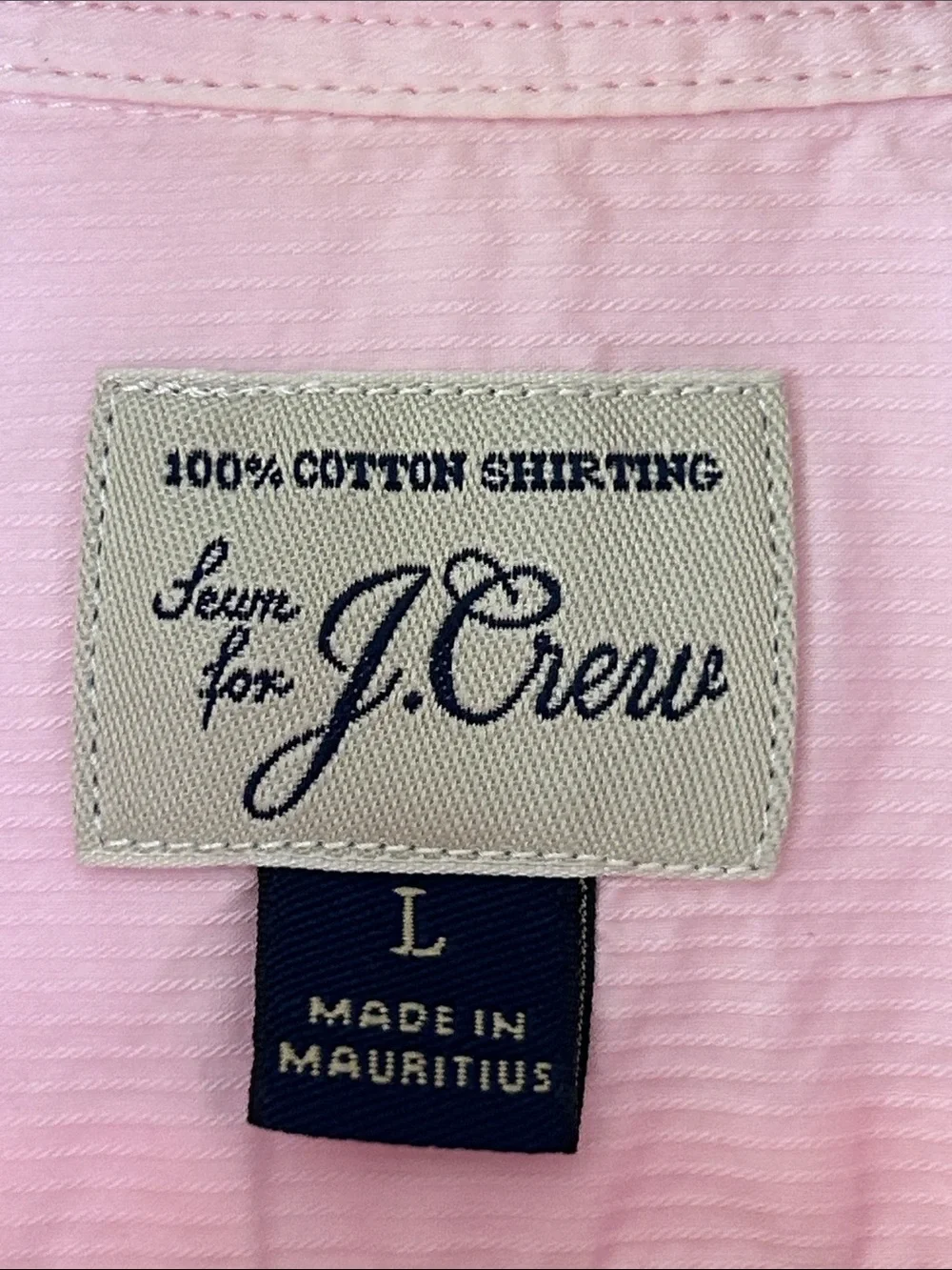 J Crew 100% Cotton Shirting Pink Stripe Shirt Sz L w MEASUREMENTS 1 Pocket